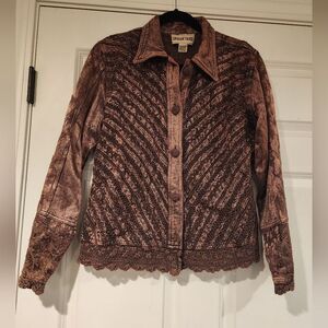 Urban Tribe vintage shiny brown button front jacket